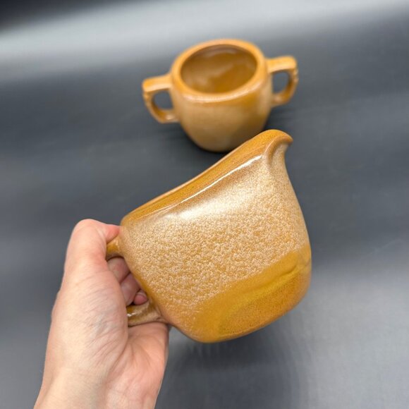 Vintage Frankoma Plainsman Creamer Sugar Bowl Set Brown Retro Dining Serving - Picture 9 of 10